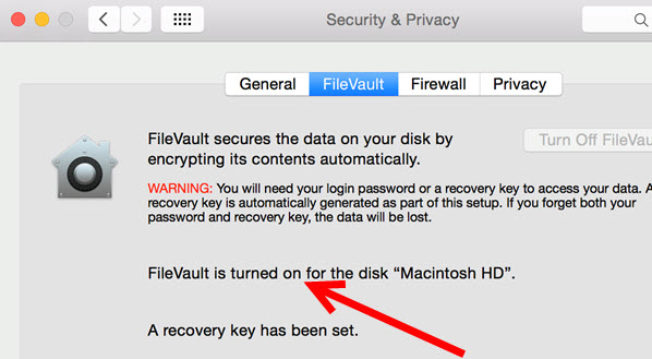 mac encryption on