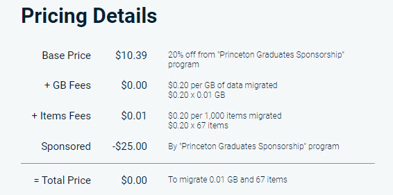 Pricing Details screen
