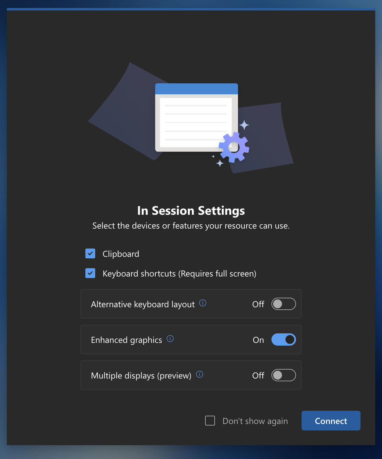In Session Settings screen. User should select Connect