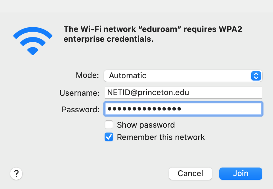 Wireless network credentials on macos