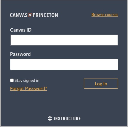 Canvas login screen.