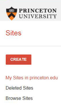 Princeton University Sites menu