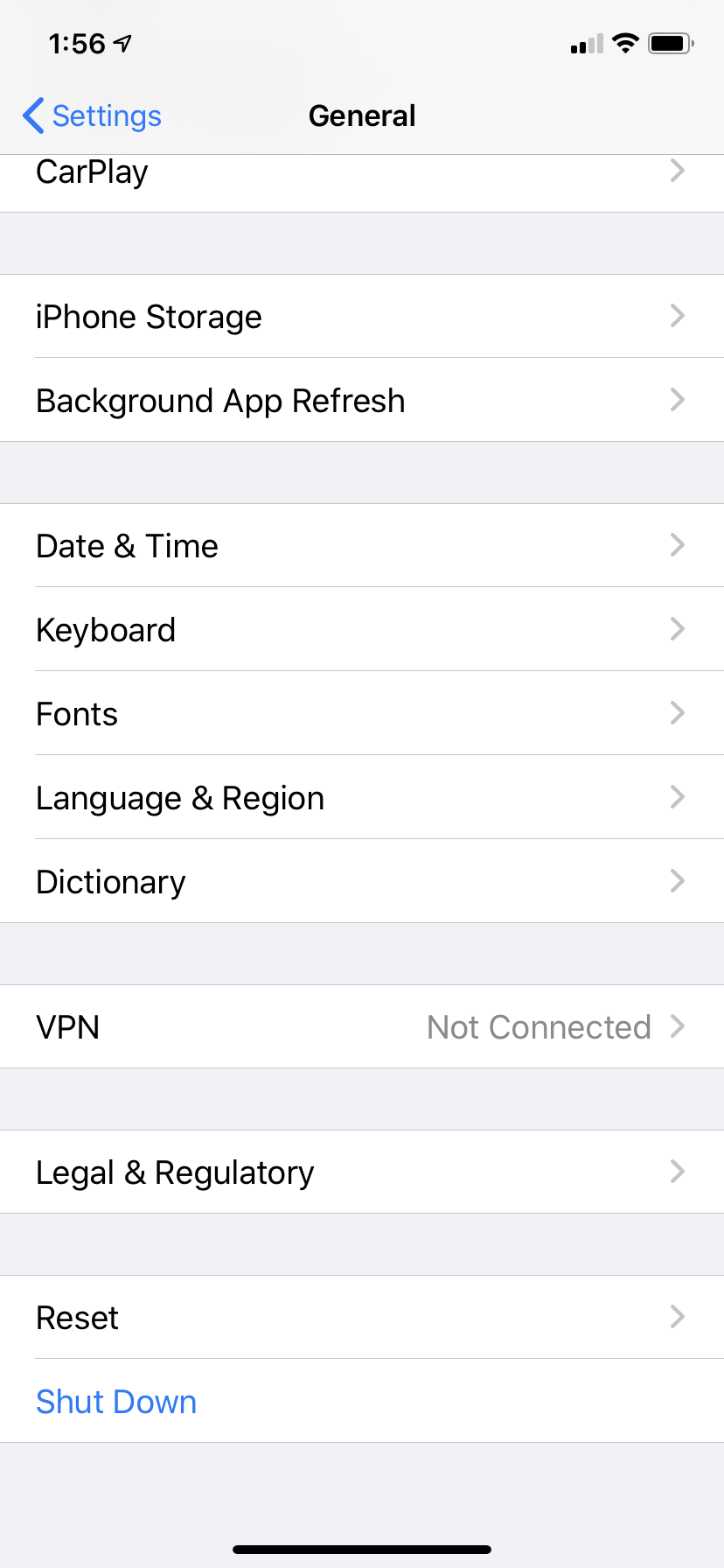 Look for Reset under the General Settings on iOS device