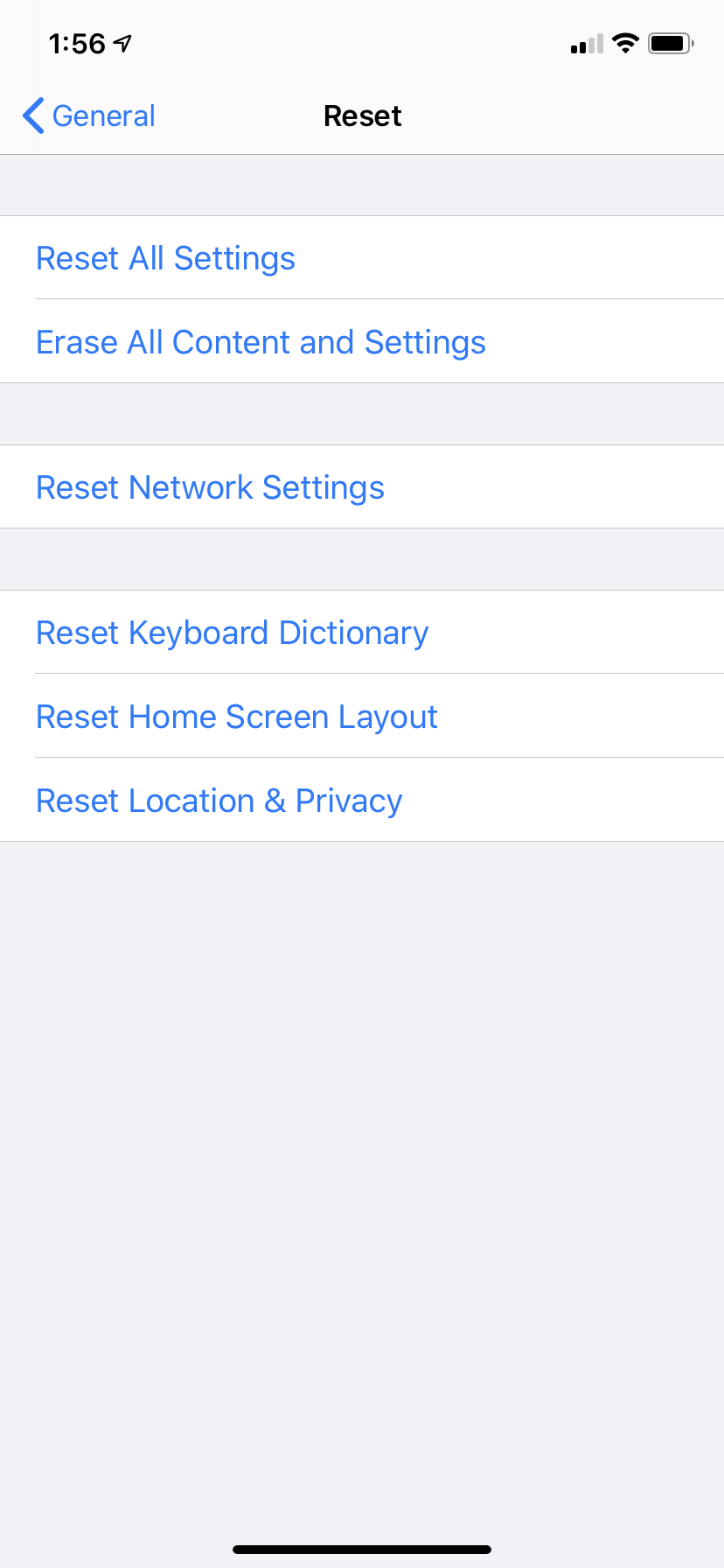 Look for Reset Network Settings