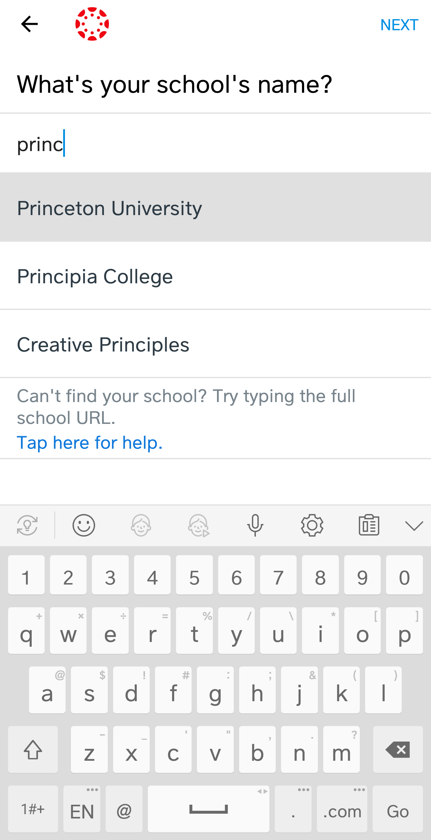  "What's your school's name?" text area.